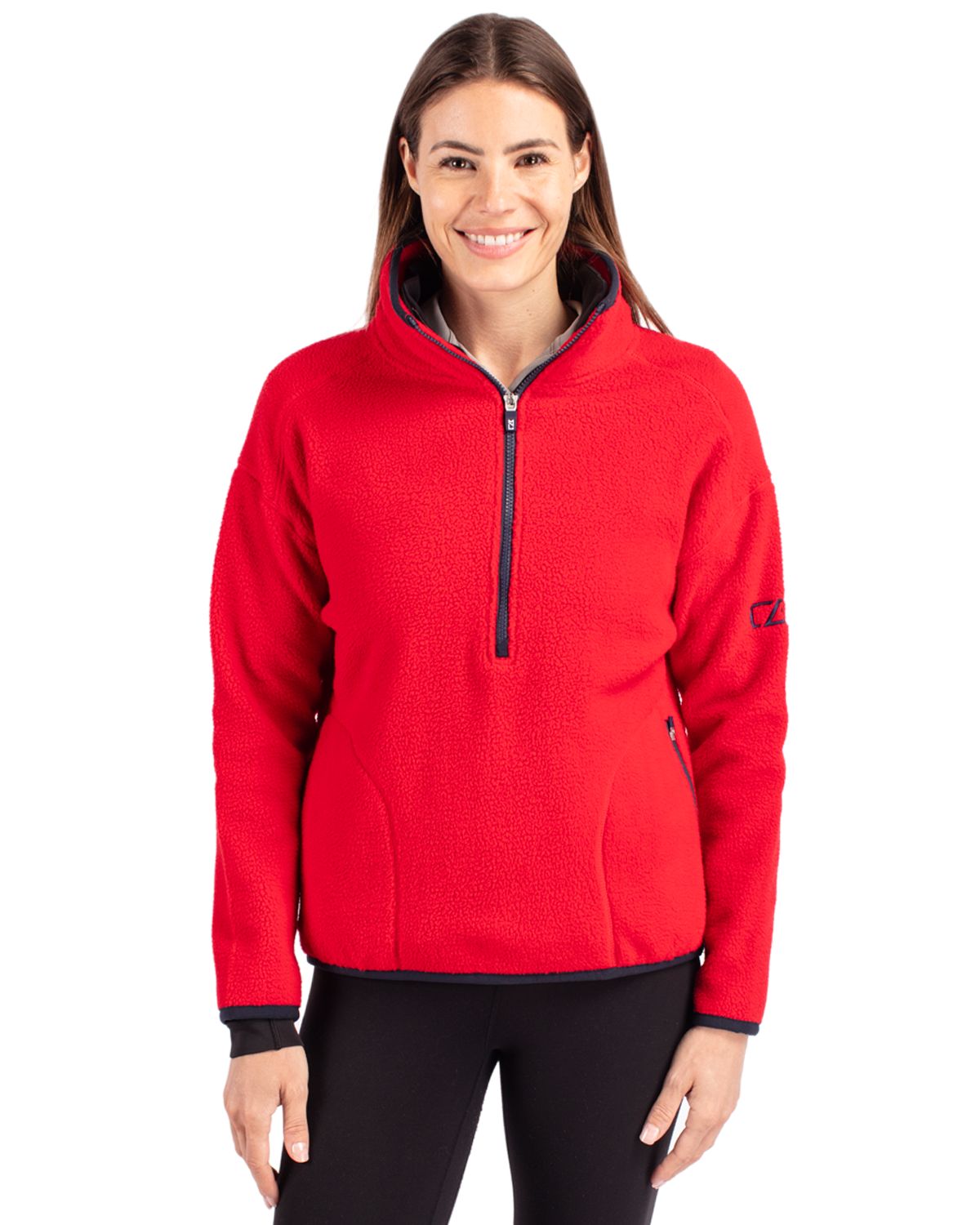 Cutter & Buck Cascade Epic Comfort Recycled Sherpa Fleece Womens Pullover Jacket 20