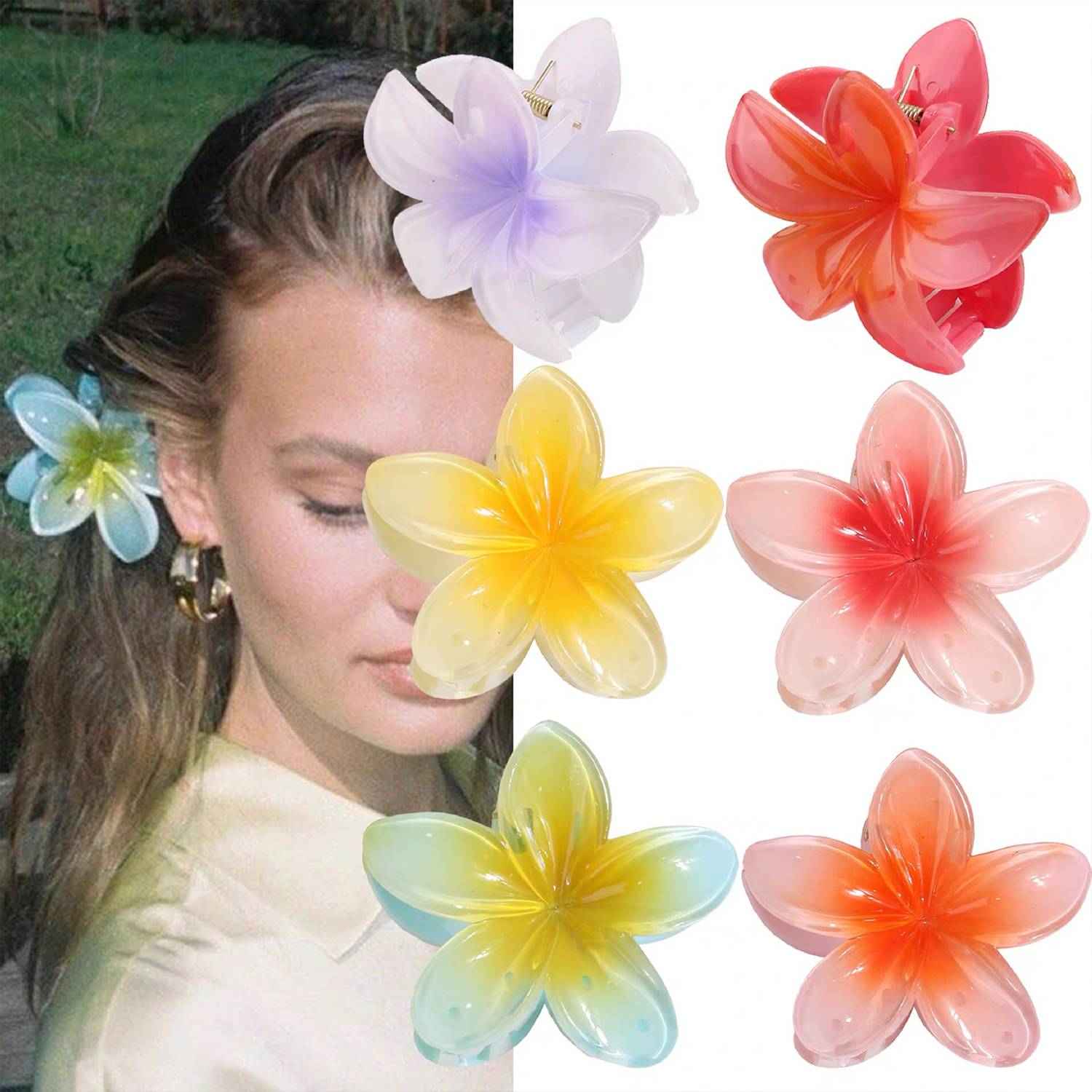 Acrylic Frangipani Hairpin 3