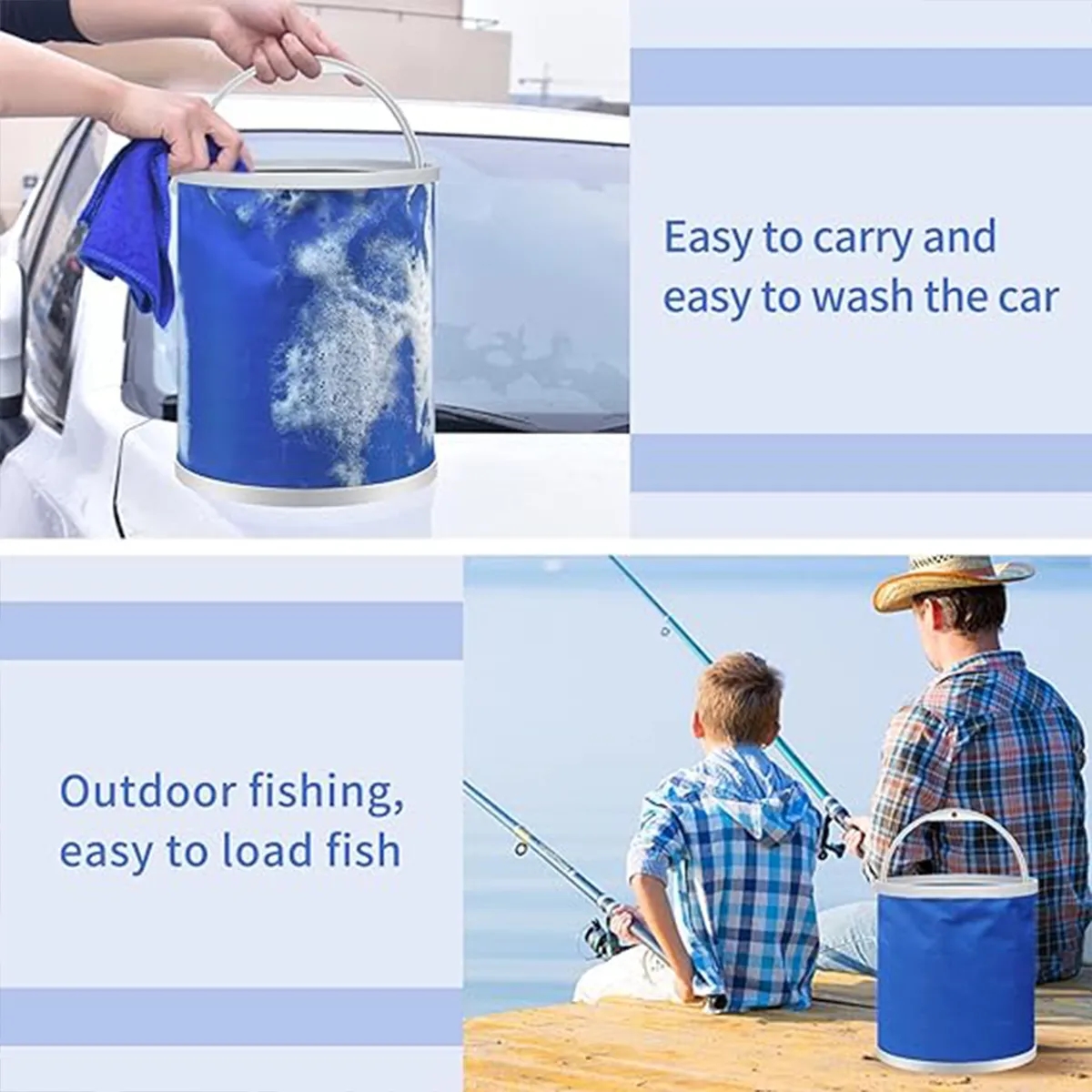Outdoor Collapsible Camping Fishing Car Washing Bucket 6