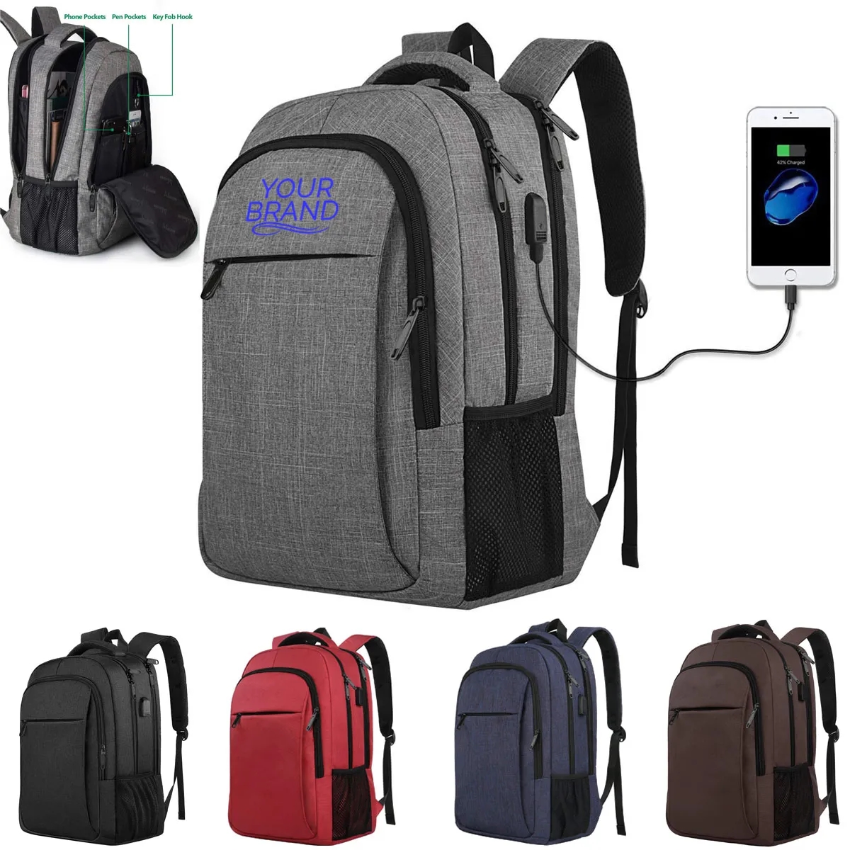 Anti Theft Slim Durable Laptop Backpack 6