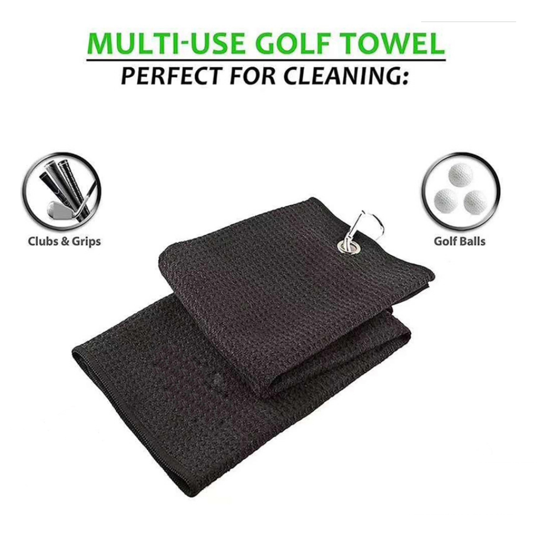 Microfiber Waffle Pattern Golf Towel With Clip 1