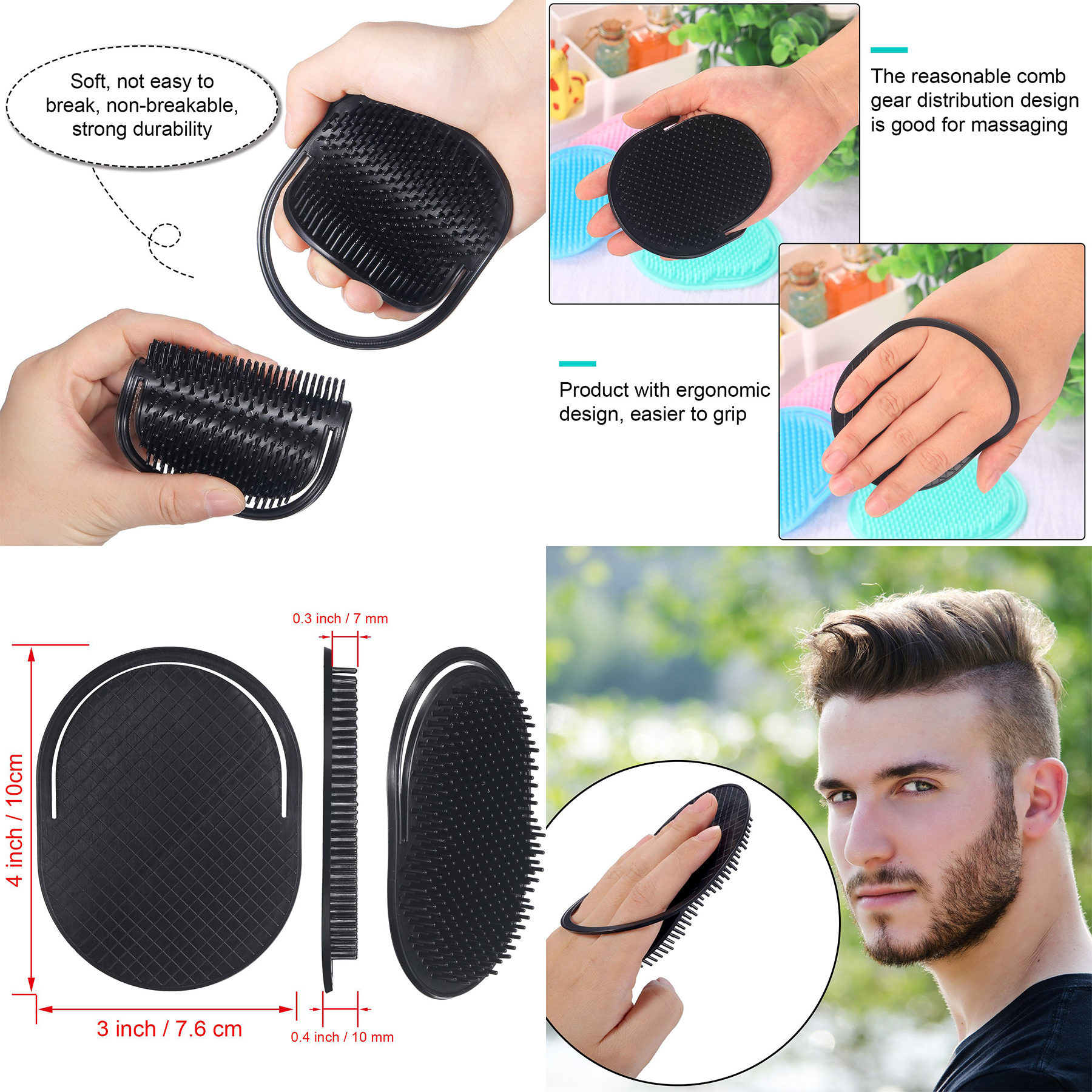 6 Pieces Pocket Palm Comb 2