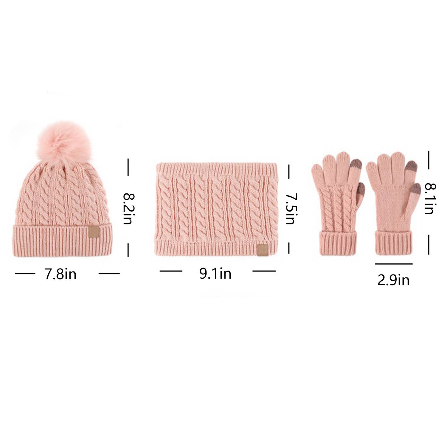 Winter Children's Warm Knitted Hat Scarf Gloves 3-Piece Set 5