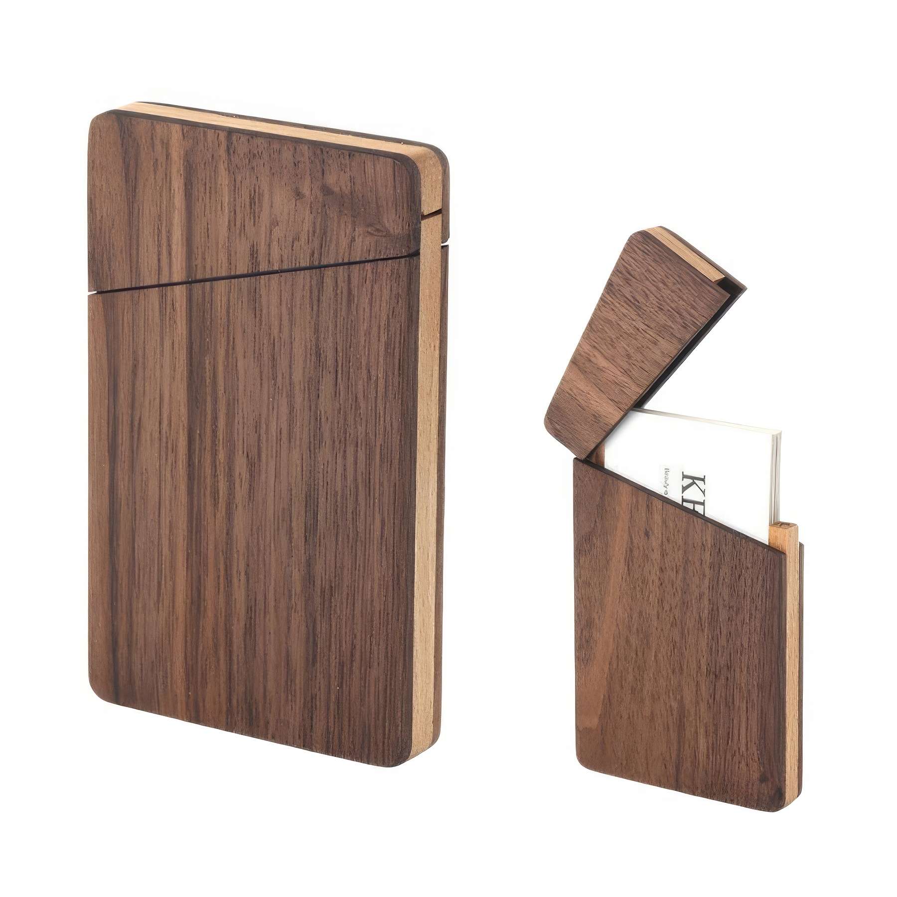 Portable Walnut Wooden Business Card Holders & Cases 3