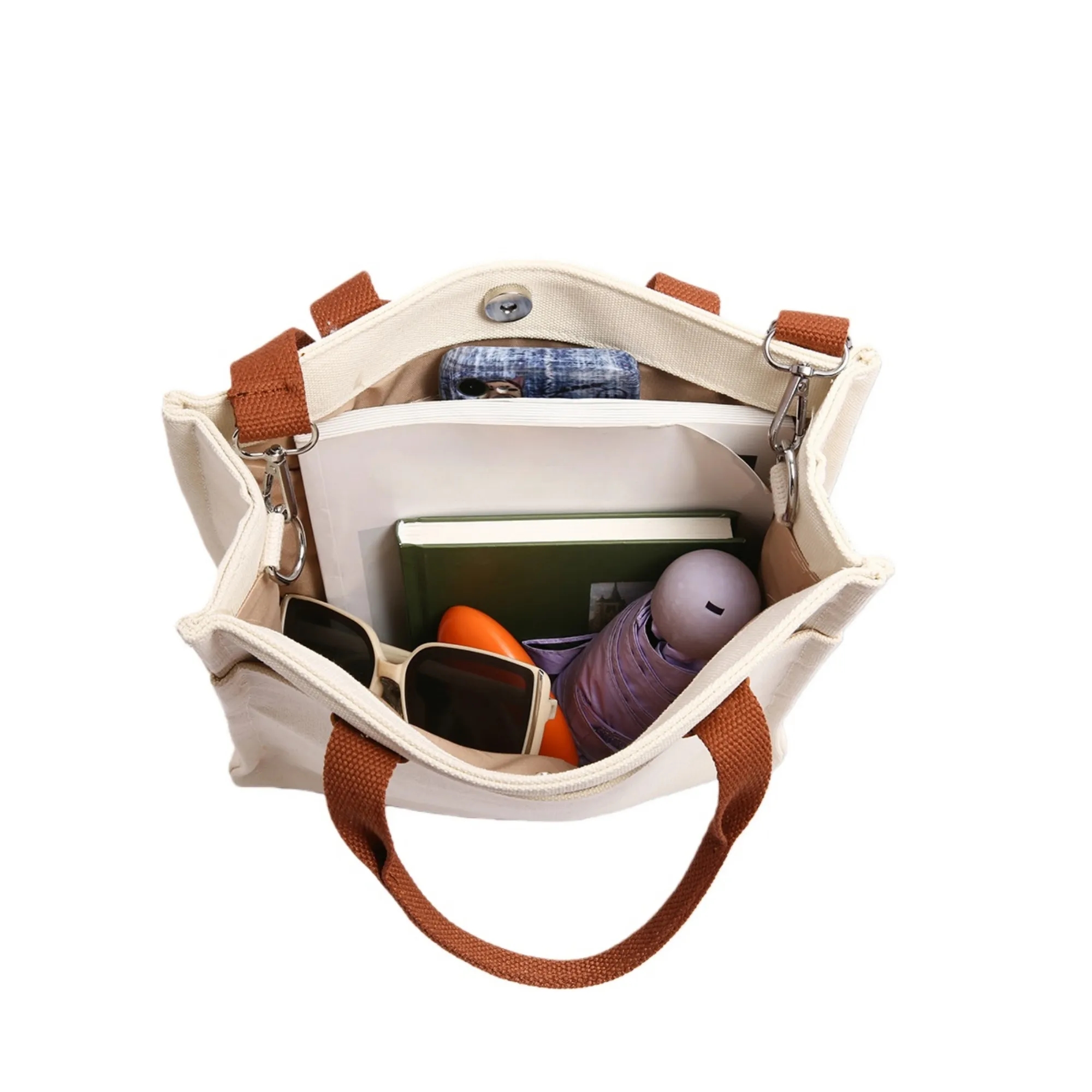 Womens Canvas Tote Crossbody Shoulder Bag 4