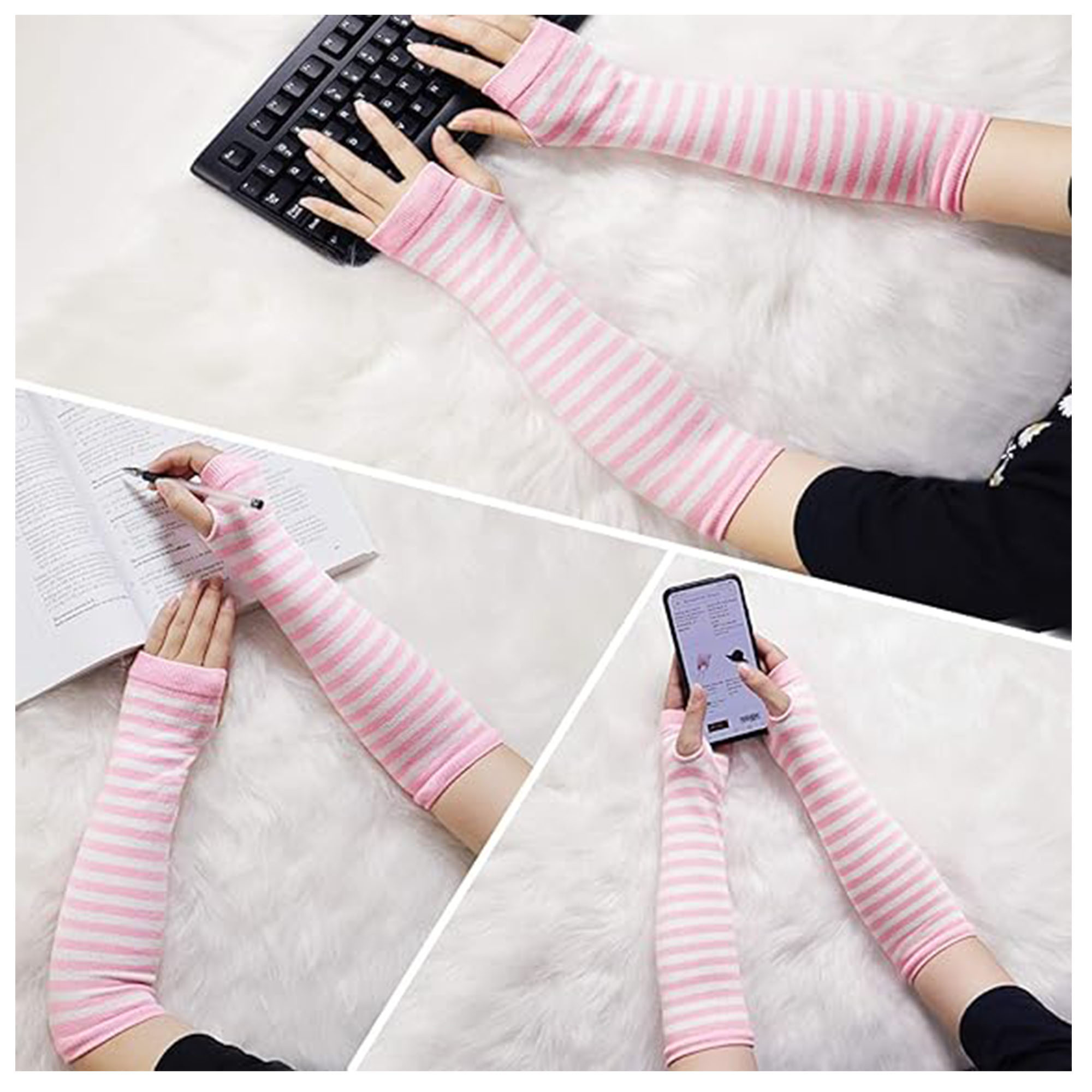 Punk Gothic Rock Style Long Arm Fingerless Gloves for Edge 3