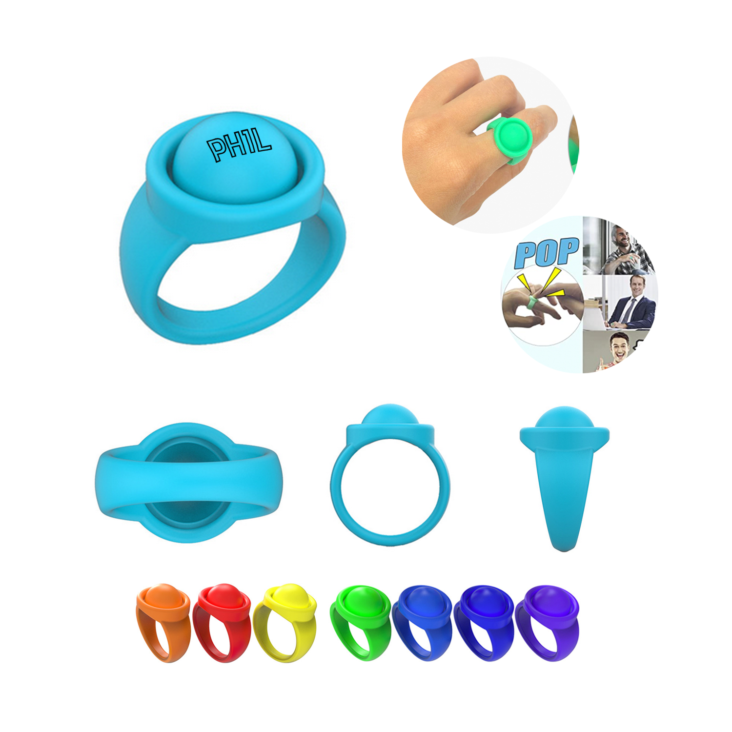 Silicone Pop Fidget Stress Relief Ring Toy 2