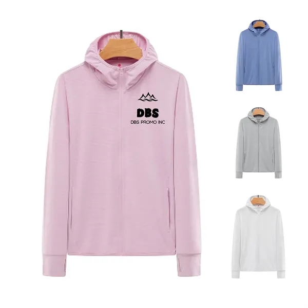Women's UV-Protected Zip-Up Long Sleeve Hooded Sweatshirt