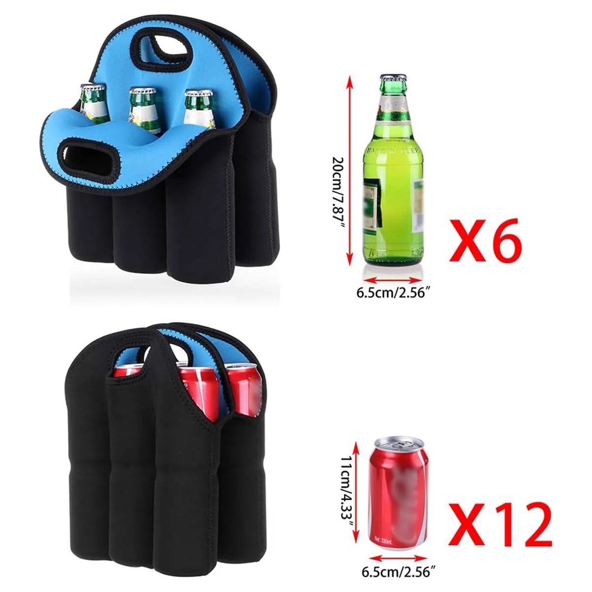 6 Bottles Insulated Neoprene Carrier Tote cooler Beer Bag 3