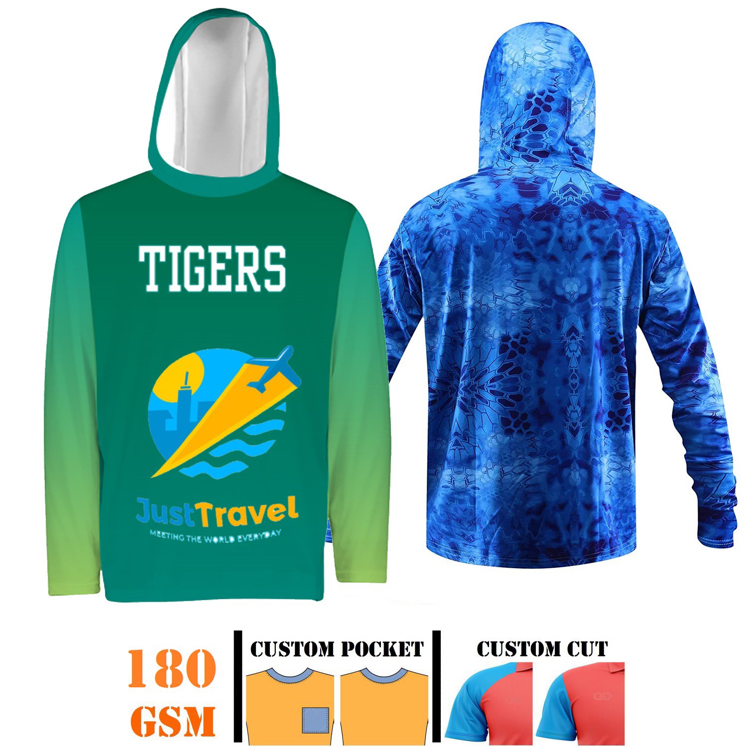 Youth 180 GSM Performance Milk Silk Hooded long sleeve T-shirt, moisture wicking 1