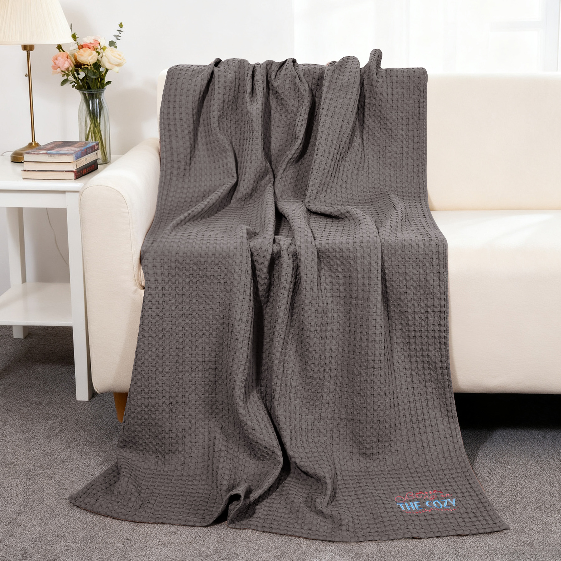 Pure Cotton Waffle Weave Blanket 4