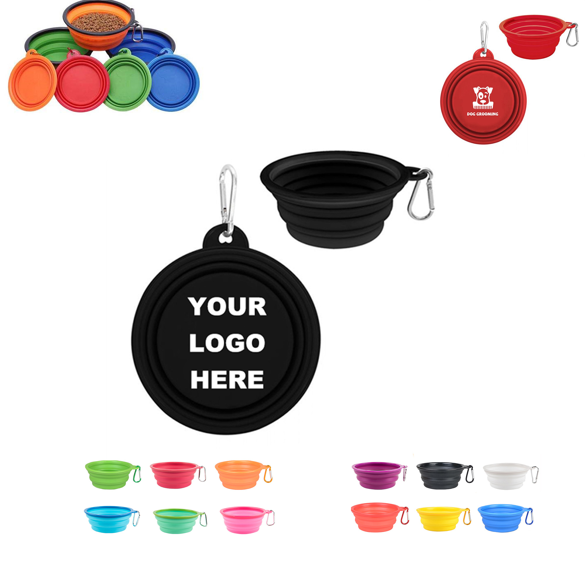 MOQ50 Silicone Collapsible Folding Soft Pet Bowl 3