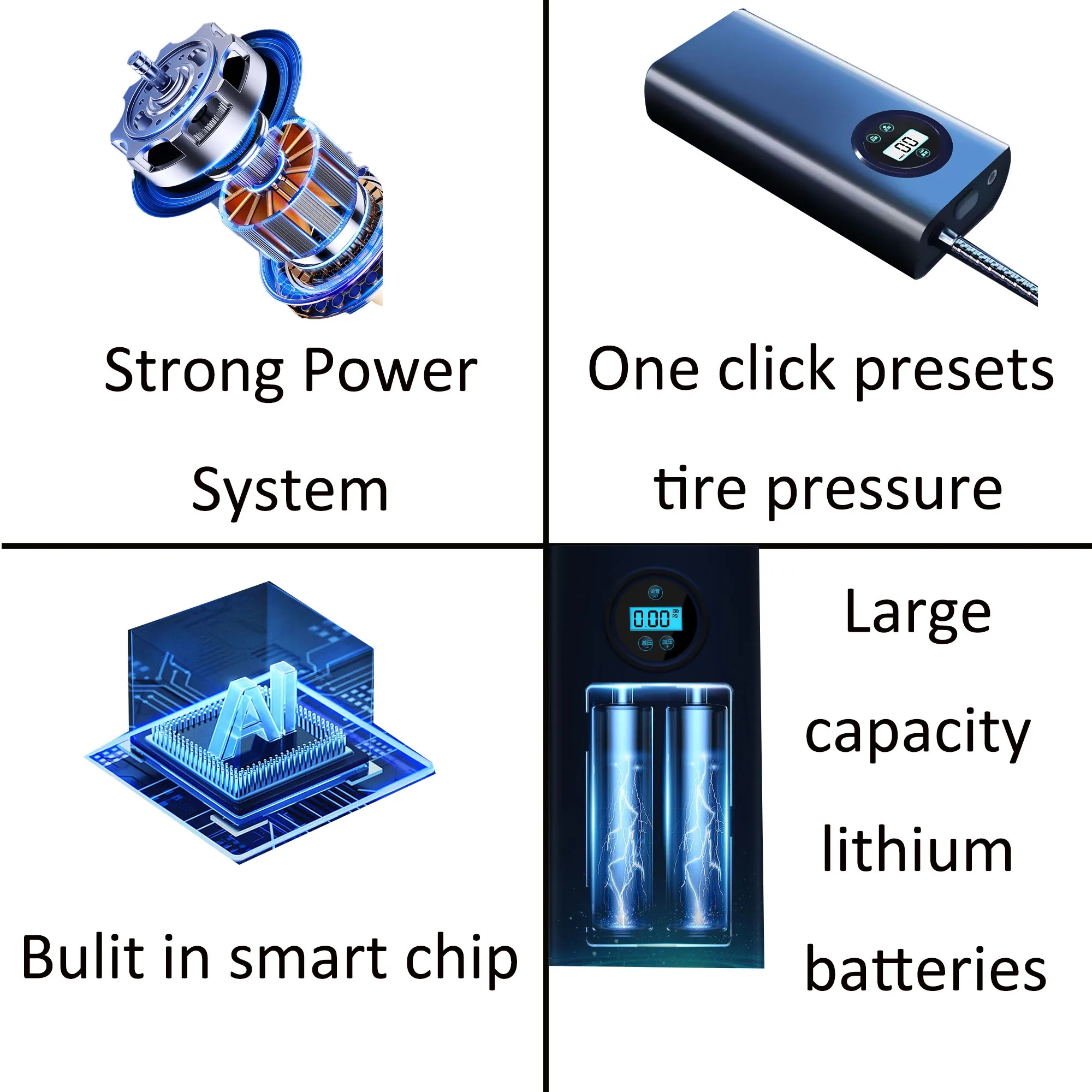 Rechargeable Air Pump Tire Inflator Cordless Port 5