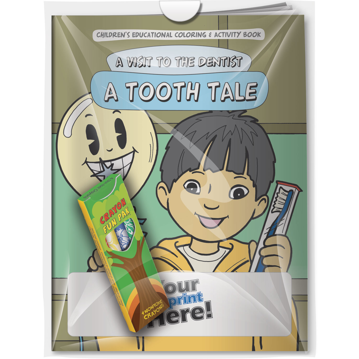 Combo Pack - CB1011 Coloring Book & 4-Pack of Crayons (Imprinted) in a Poly Bag 3