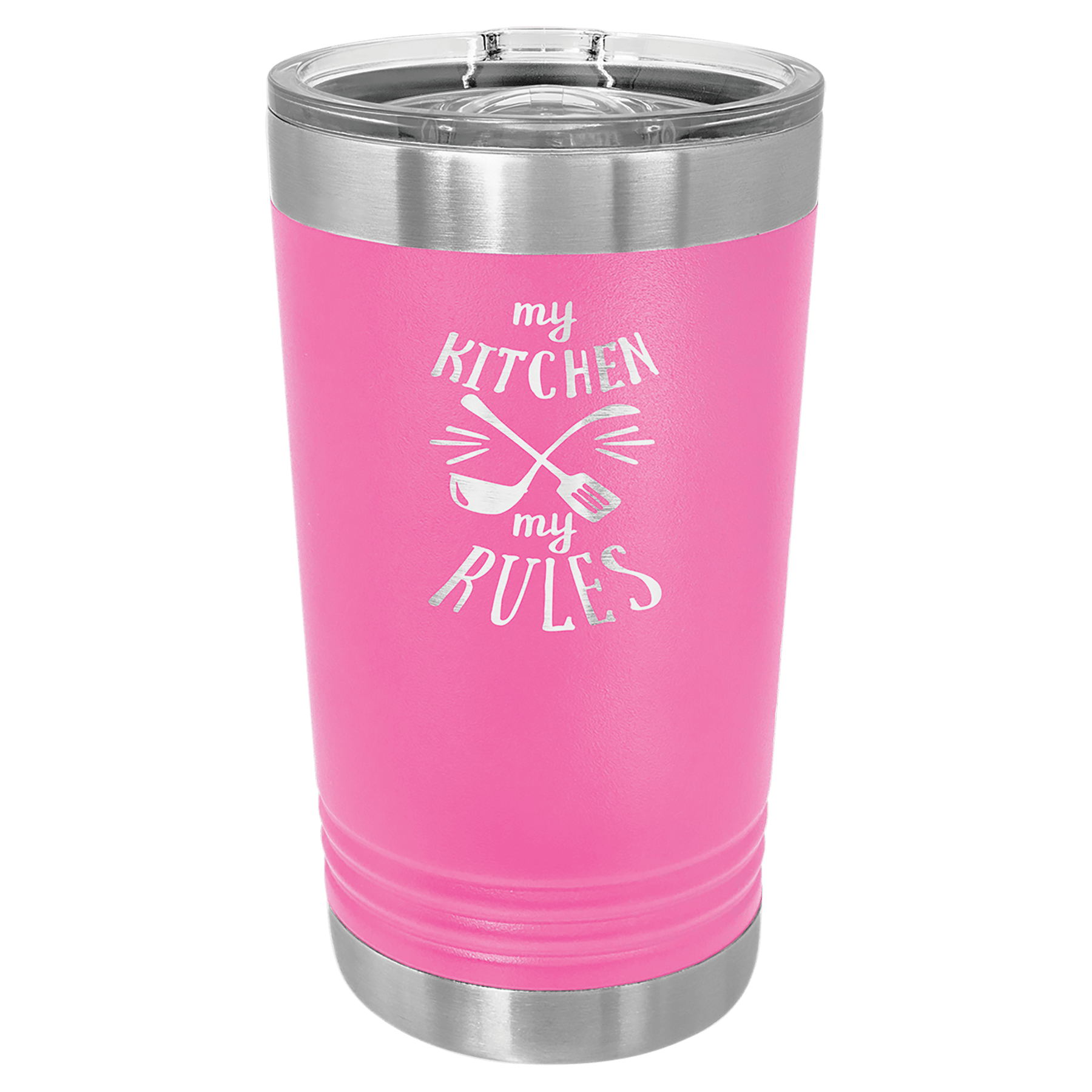 16 oz. Pink Laser Engraved Polar Camel Pint Tumbler w/Slider Lid 1