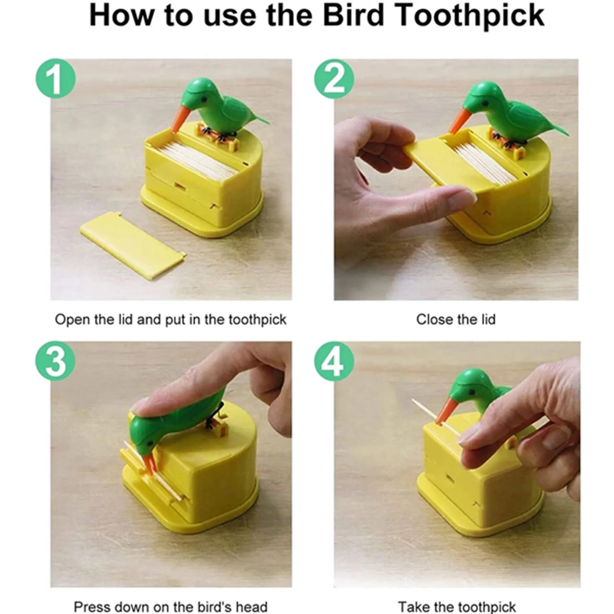 Smart Automatic Press Bird Toothpick Dispenser 3