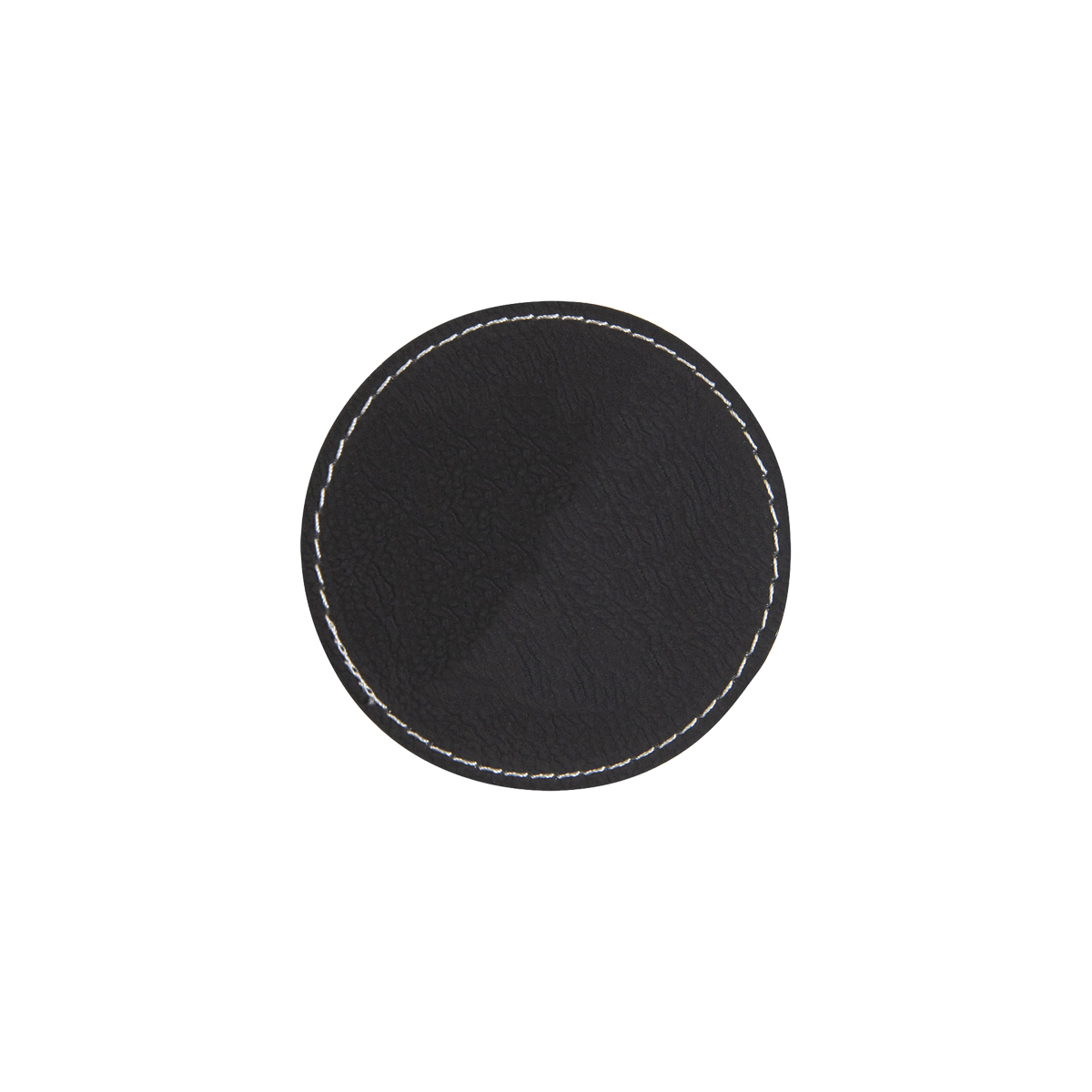 3" Black/Silver Leatherette Round Patch with Adhesive 2