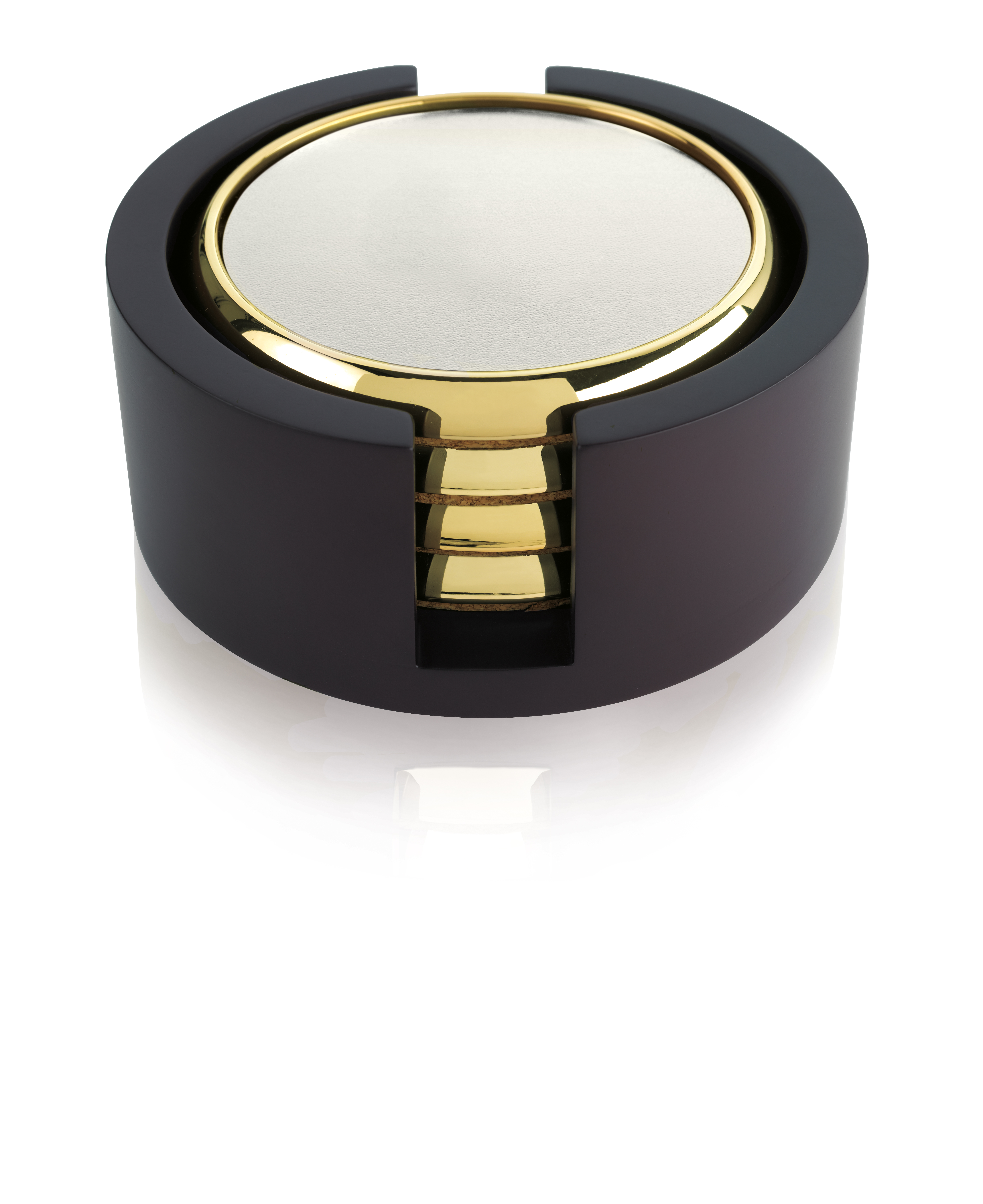 JAFFA® Four Round Radiant Coasters with Wood Tray