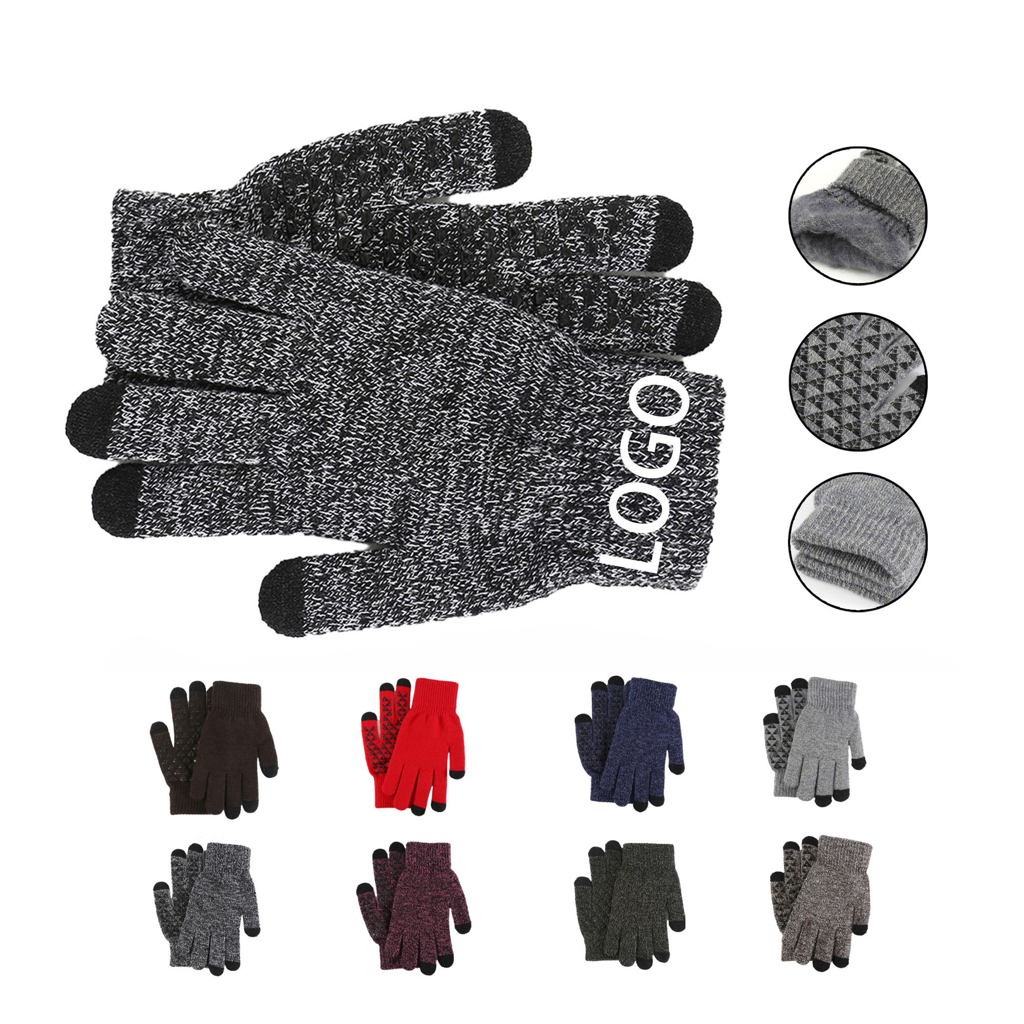 MOQ 20 High Quality Anti-Slip Touch Screen Kinit Gloves 2
