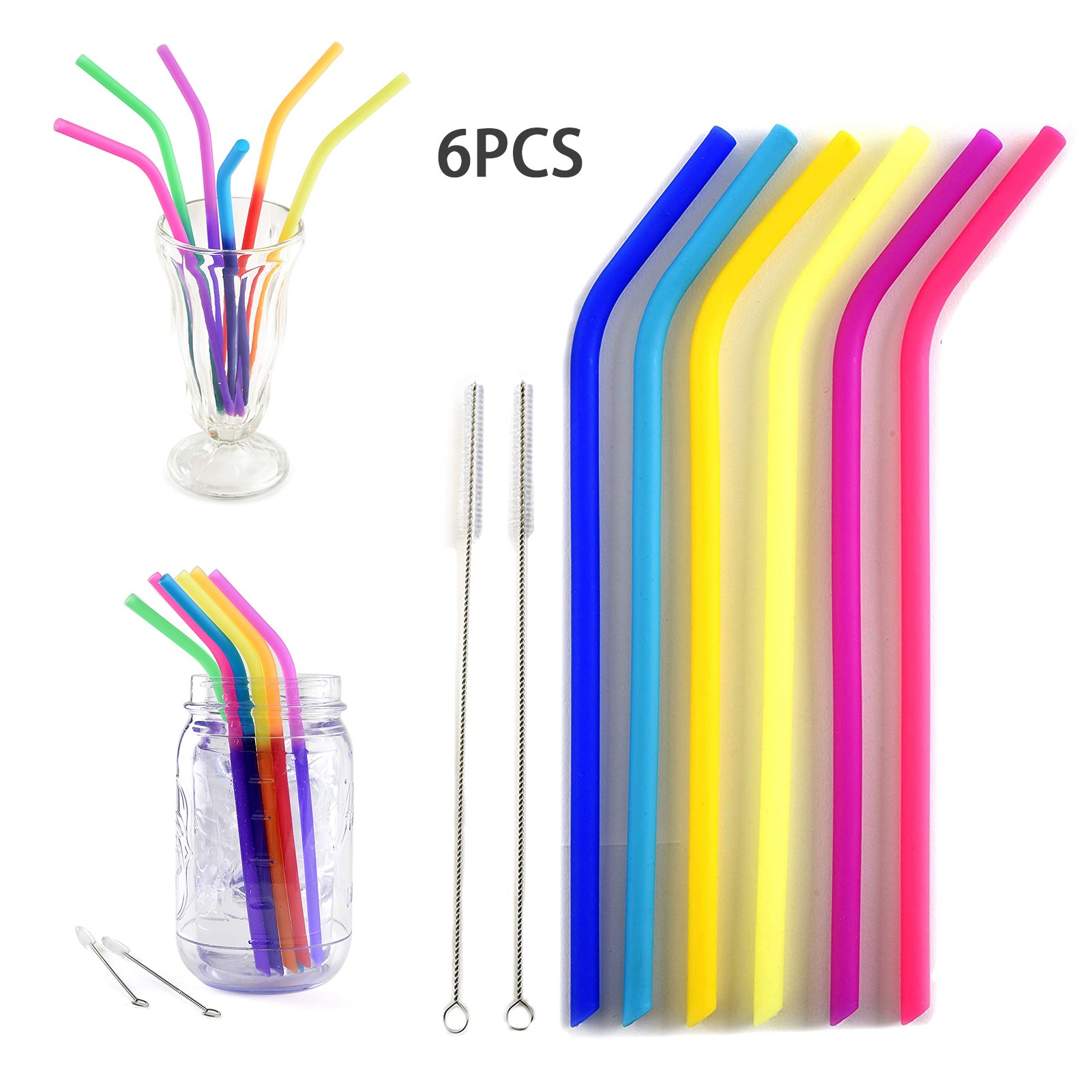 6 Piece Set Reusable Straw 2