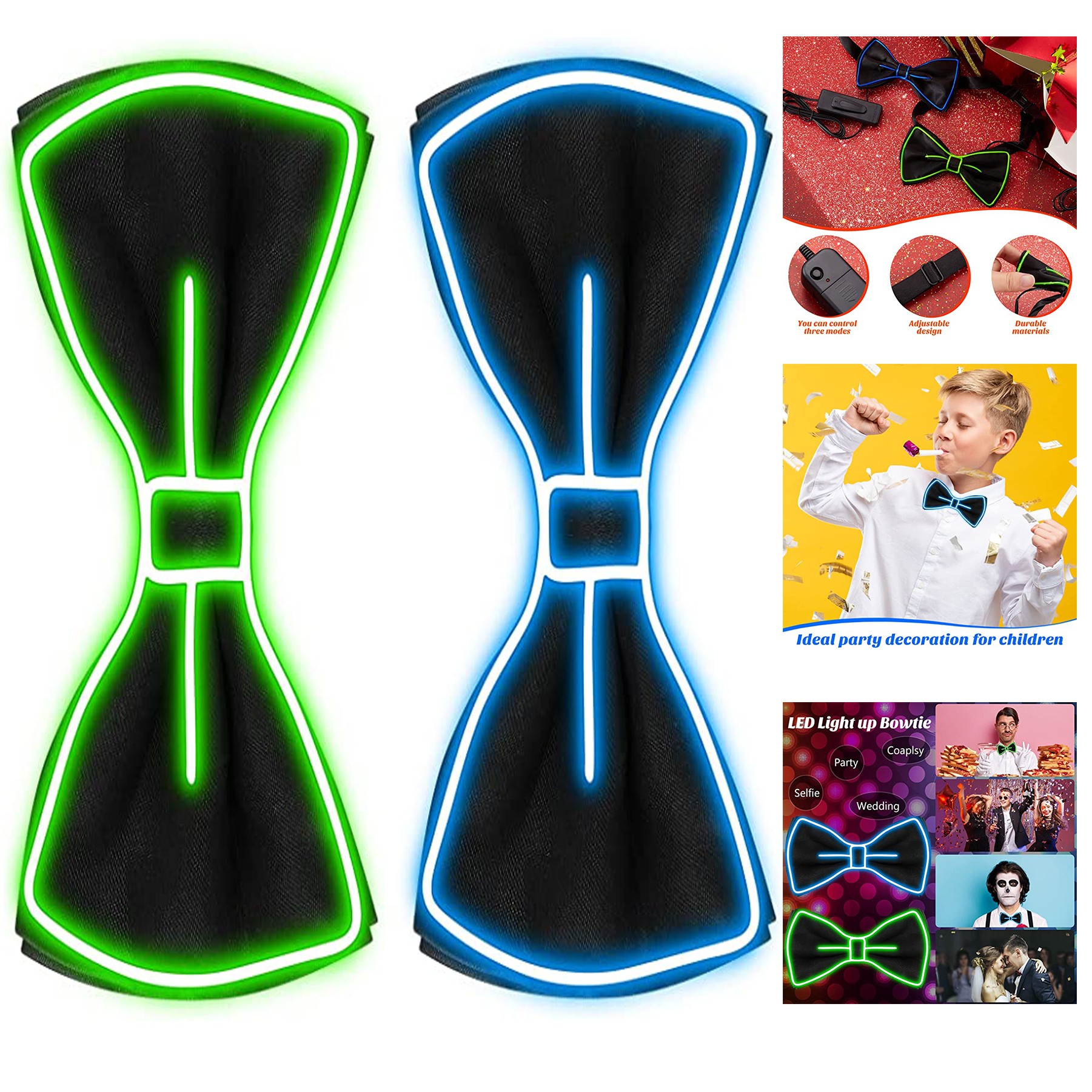 Light Up Bow Tie for Men Neon Bowtie Funny Tie 2