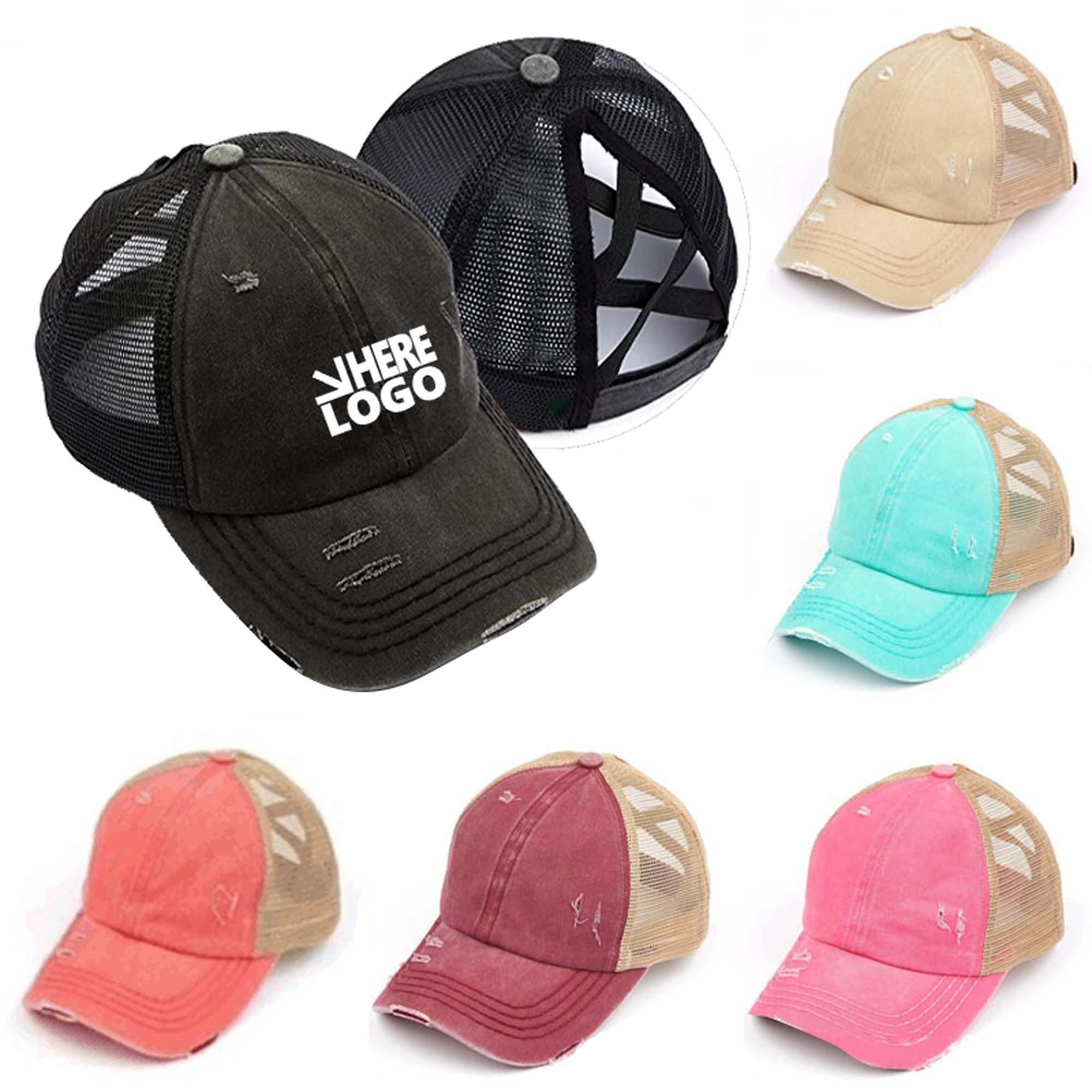 Washed Distressed Mesh Trucker Hat MOQ 50PCS