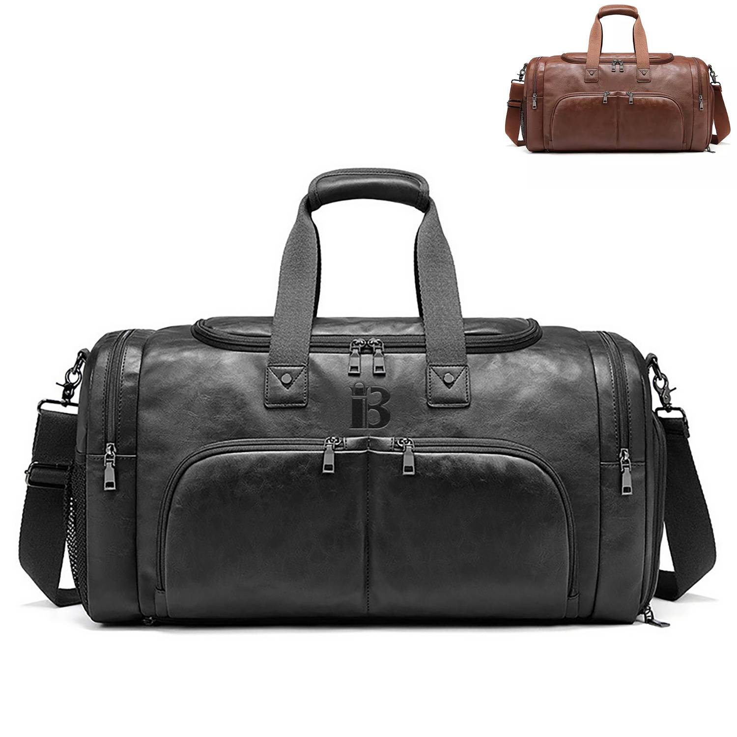 Men'S Waterproof Pu Shoulder Bag W/ Multi Compartments 1