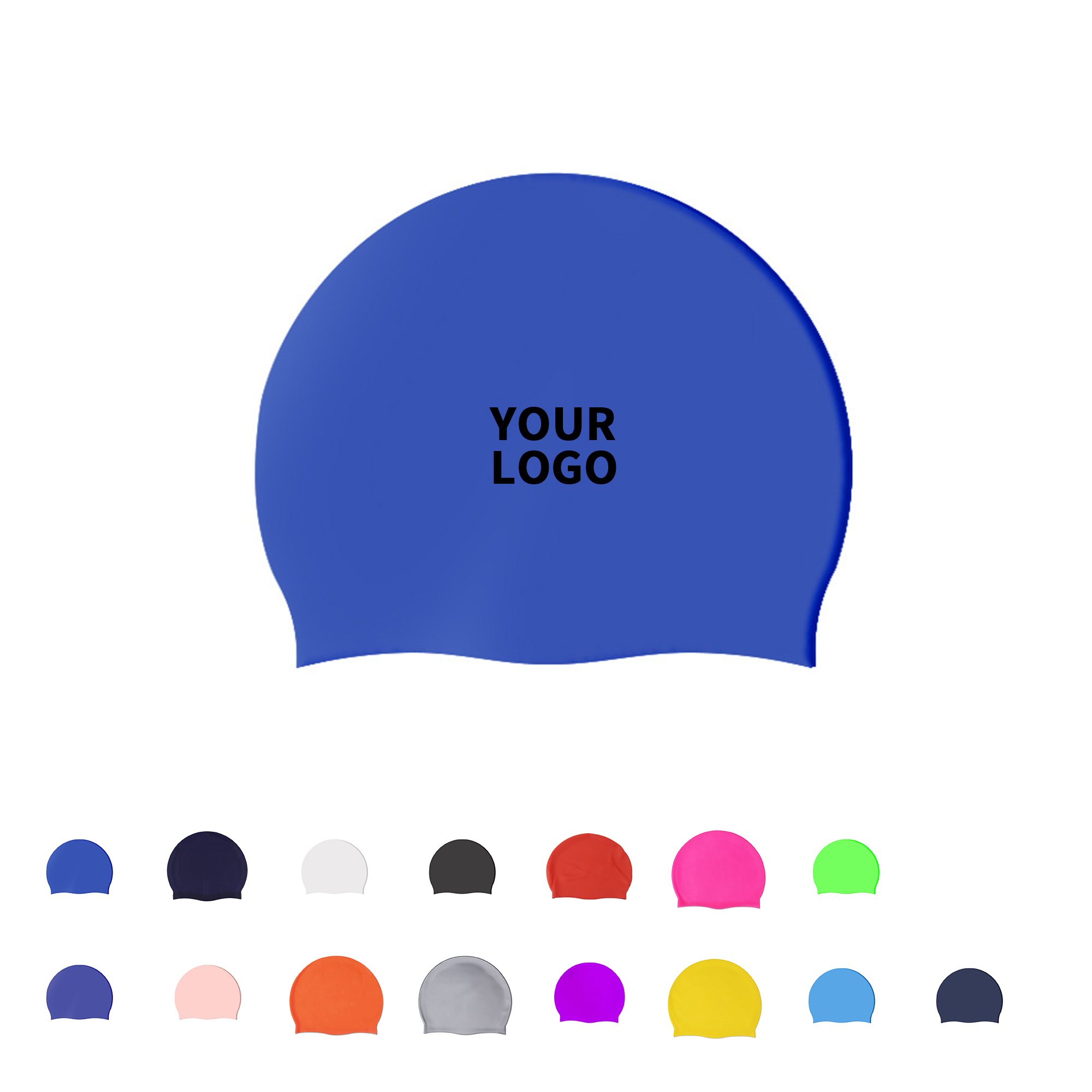 Silicone Swim Cap Unisex Adult 9.3" x 7.9" 12