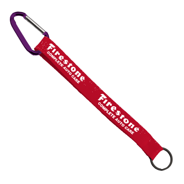 3/4" Sewn Polyester Keychain with Metal Split-Ring and Carabiner 3