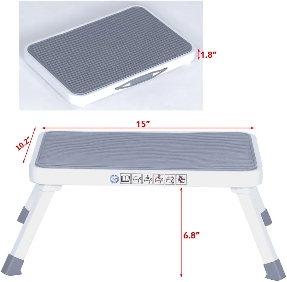 Folding Step Height Adjustable Stool with Non Slip Platform 9