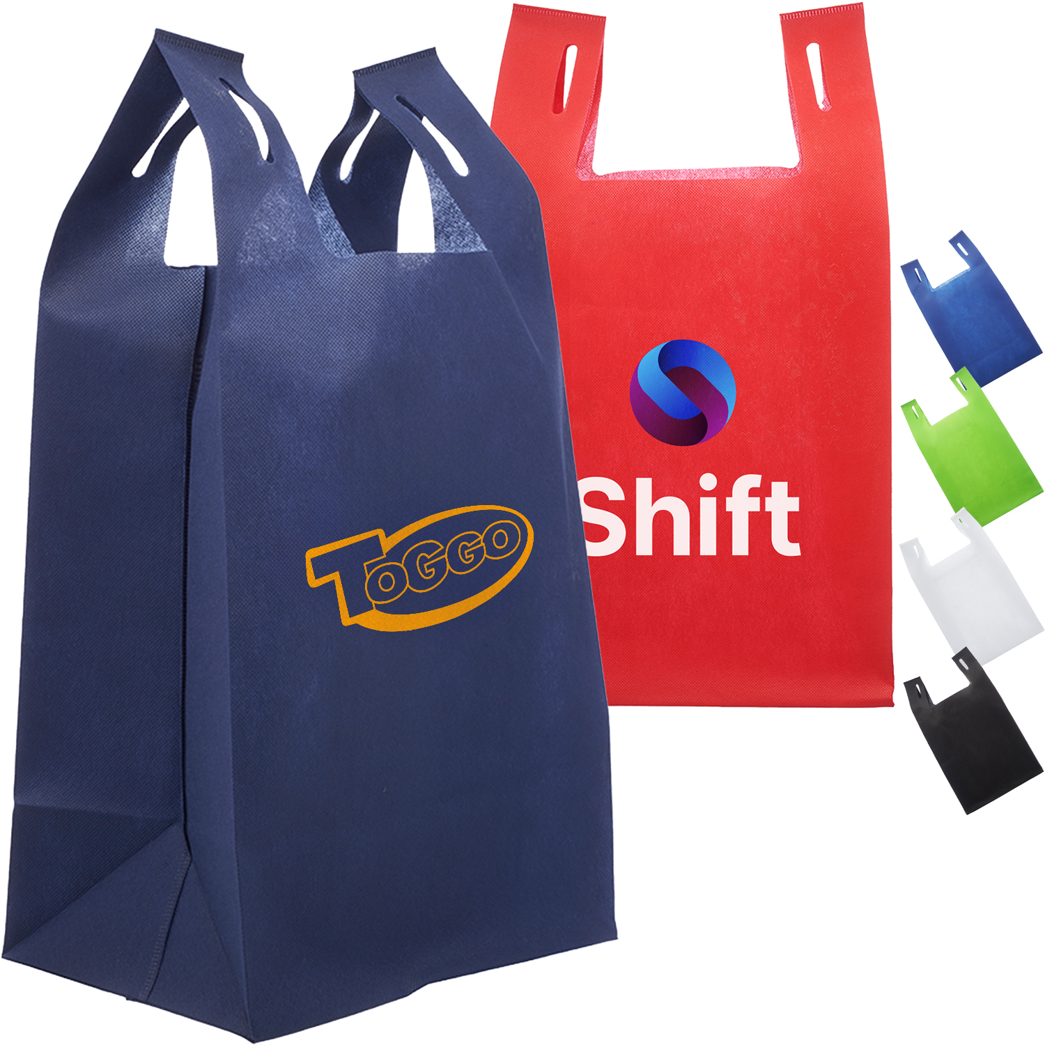 T-Shirt Style Grocery Shopping W/ Gusset Tote Bag (11" X 19.5" X 7") 1