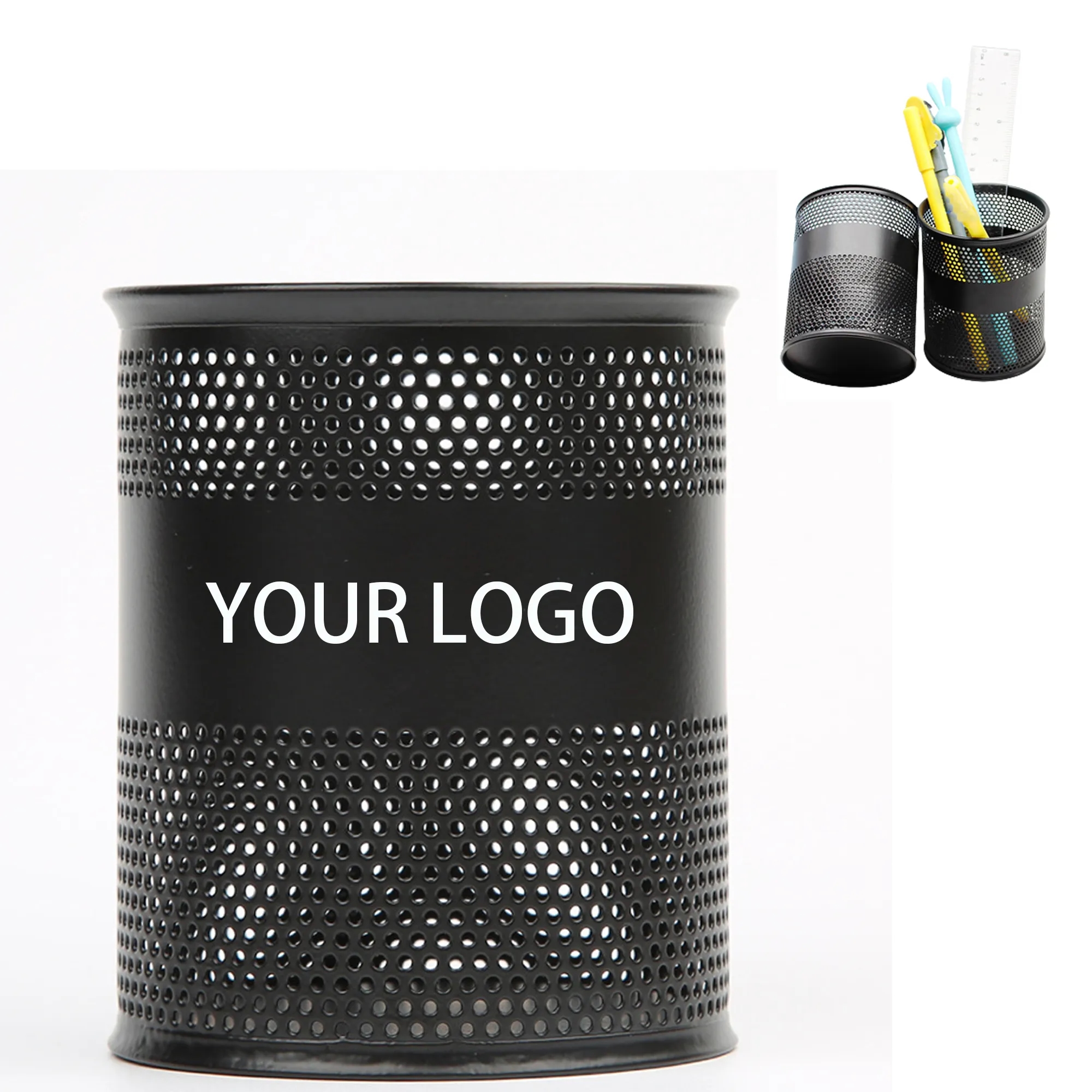 MOQ 100PCS Custom Round Metal Mesh Pen Holder 3