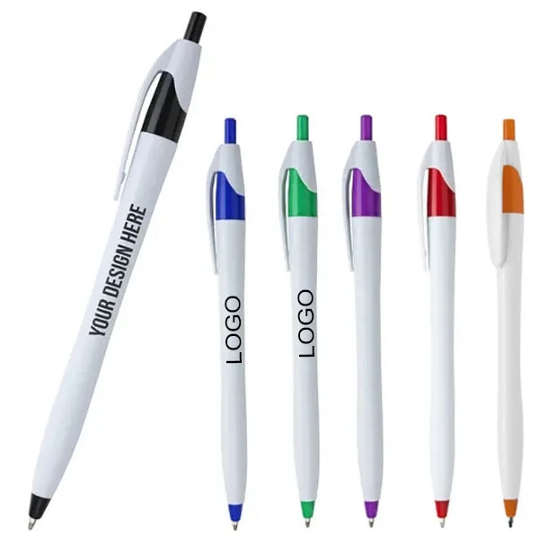 Dart White Barrel Clicker Pen 4