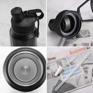 Insulated Water Bottle with Straw and Spout Lid 2