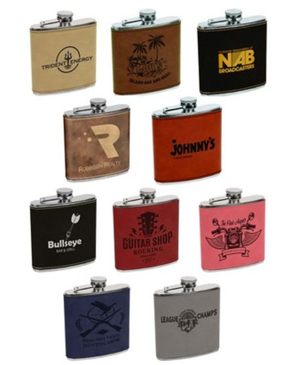 6 Oz. Single Leatherette Flasks