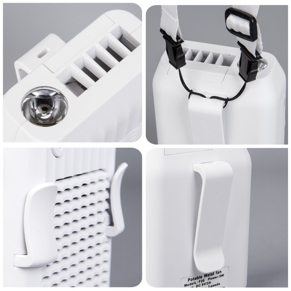 Portable waist clip fan with strong light flashlight and power bank 6