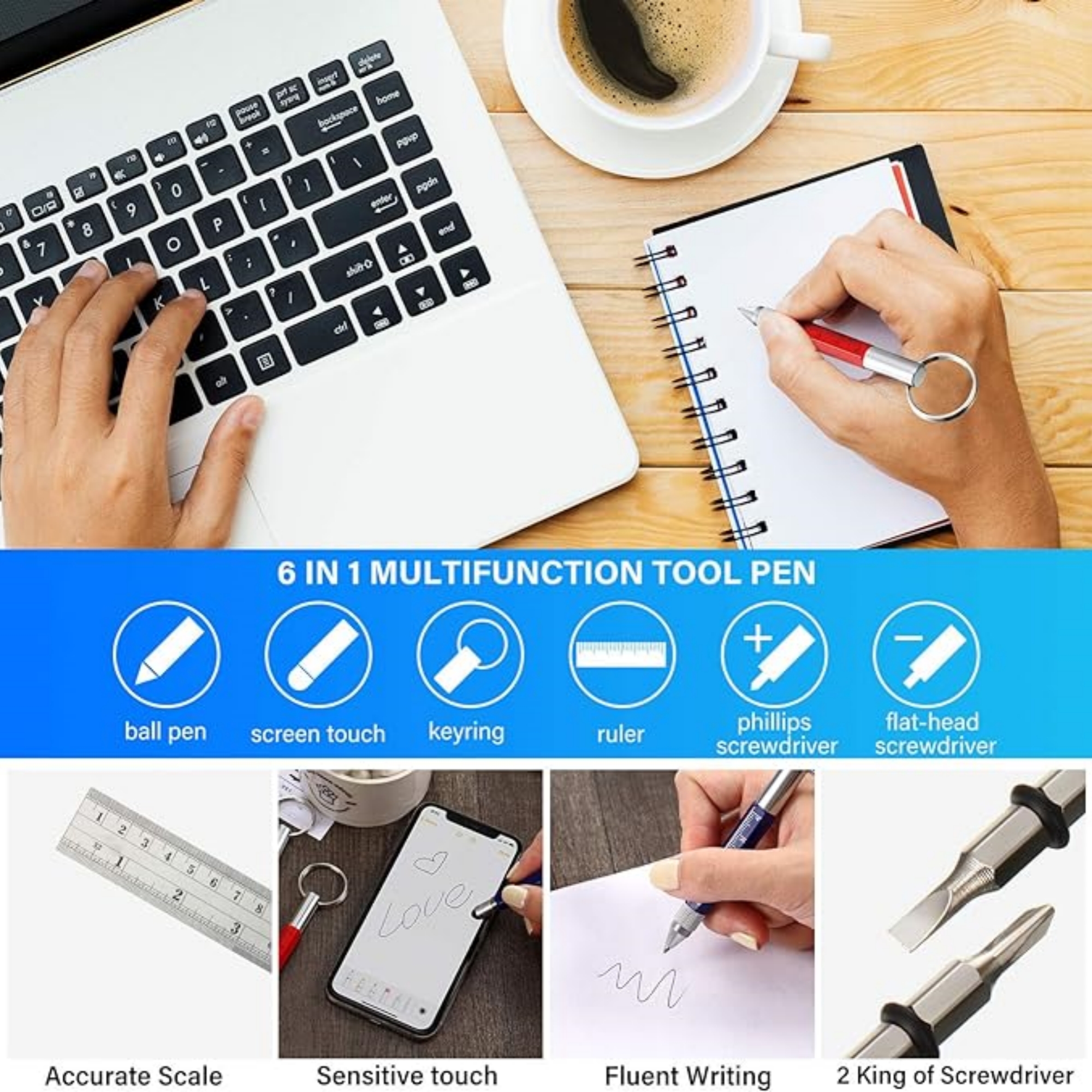 6 In 1 Multitool Tech Tool Pen WithKey Ring 1
