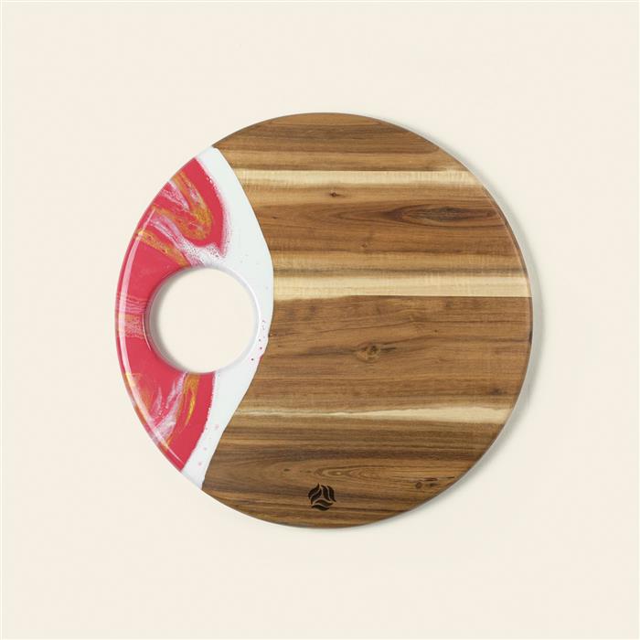 Large Round Acacia Board With Dip Holder 46