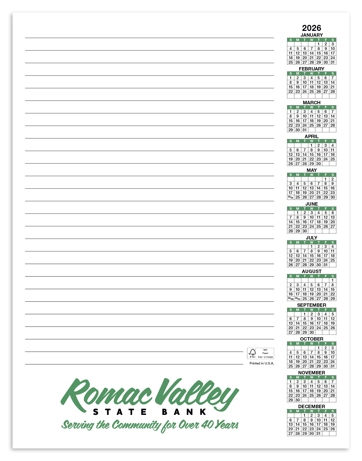 Skinner & Kennedy® Scratch Pad Calendar 47