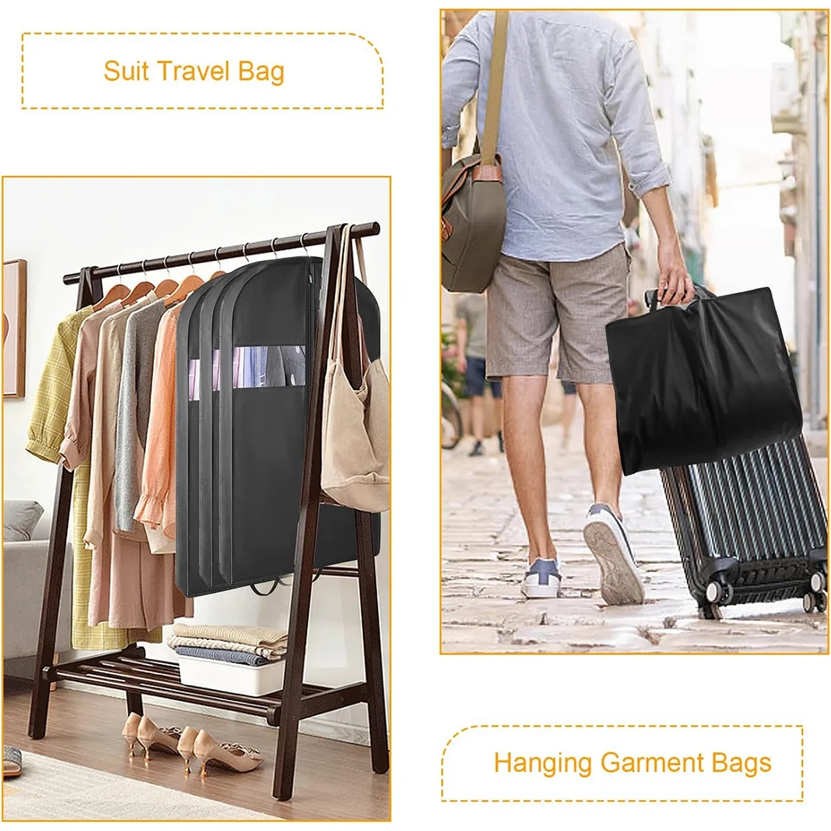 Foldable Clear Hanging Travel Suit Long Dress Garment Bags 7