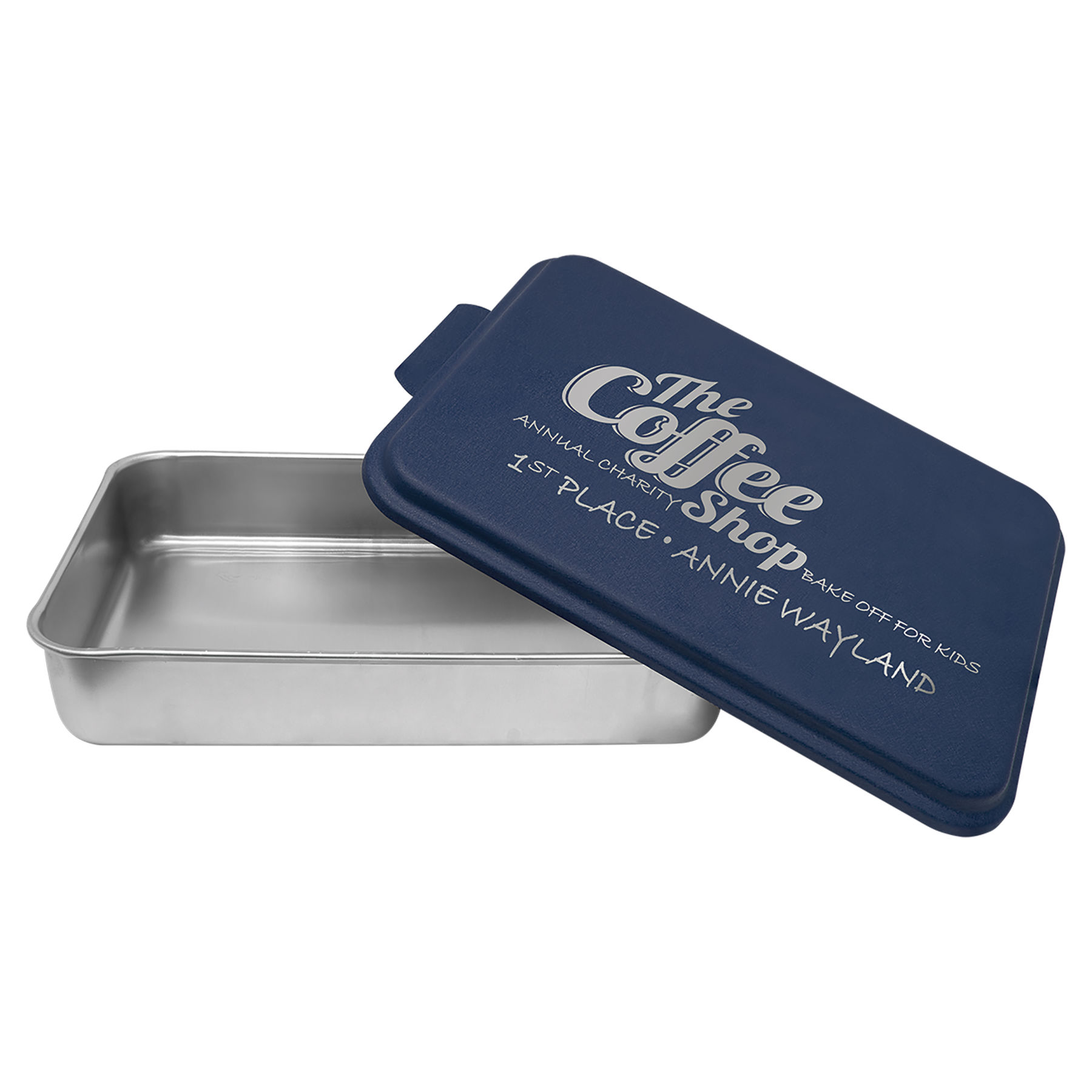 9" x 13" Aluminum Cake Pan with Navy Blue Lid 1