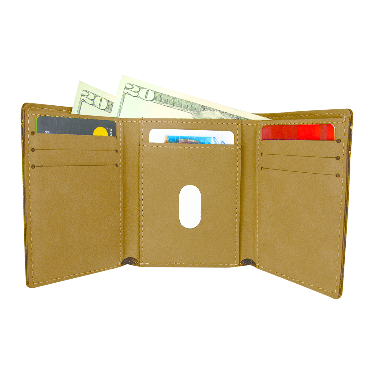 Rustic & Gold Leatherette Trifold Wallet 4