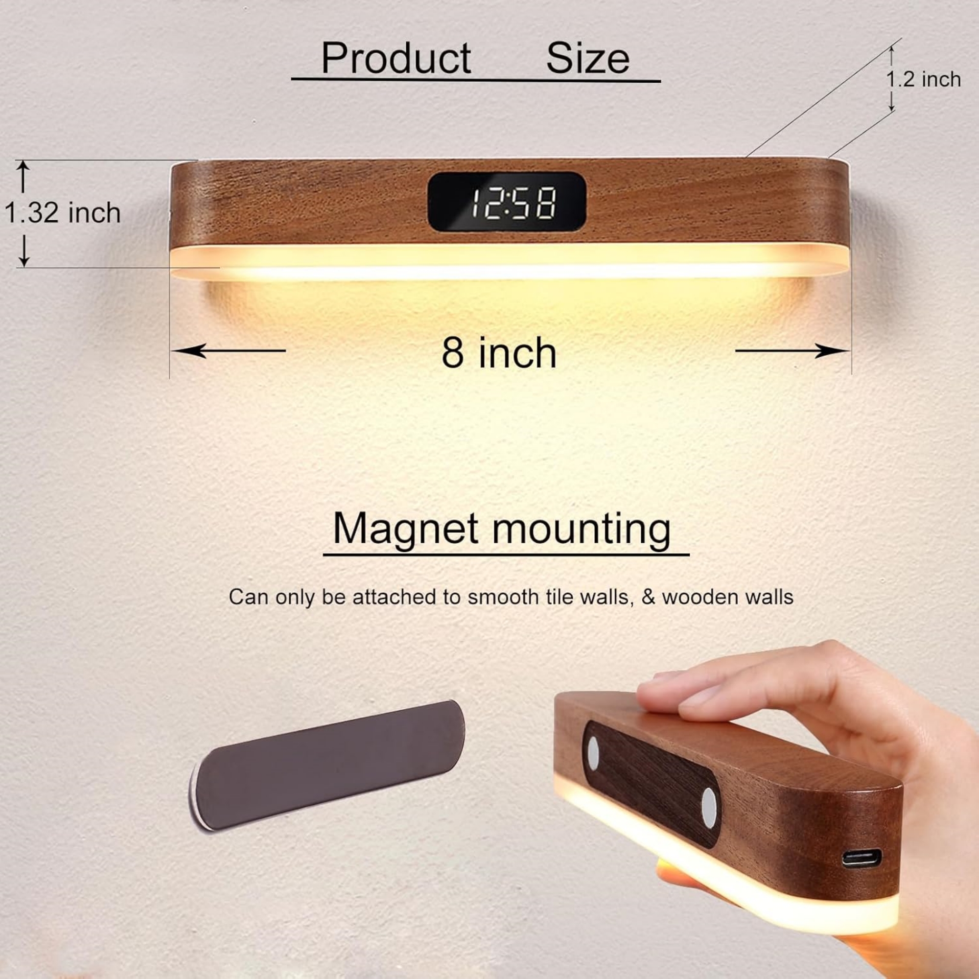 Magnetic Wall Night Light With Clock 6