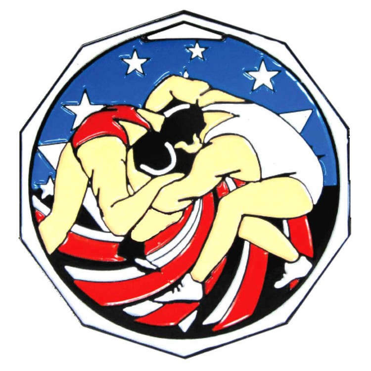 Wrestling Decagon Colored Medallion (2")