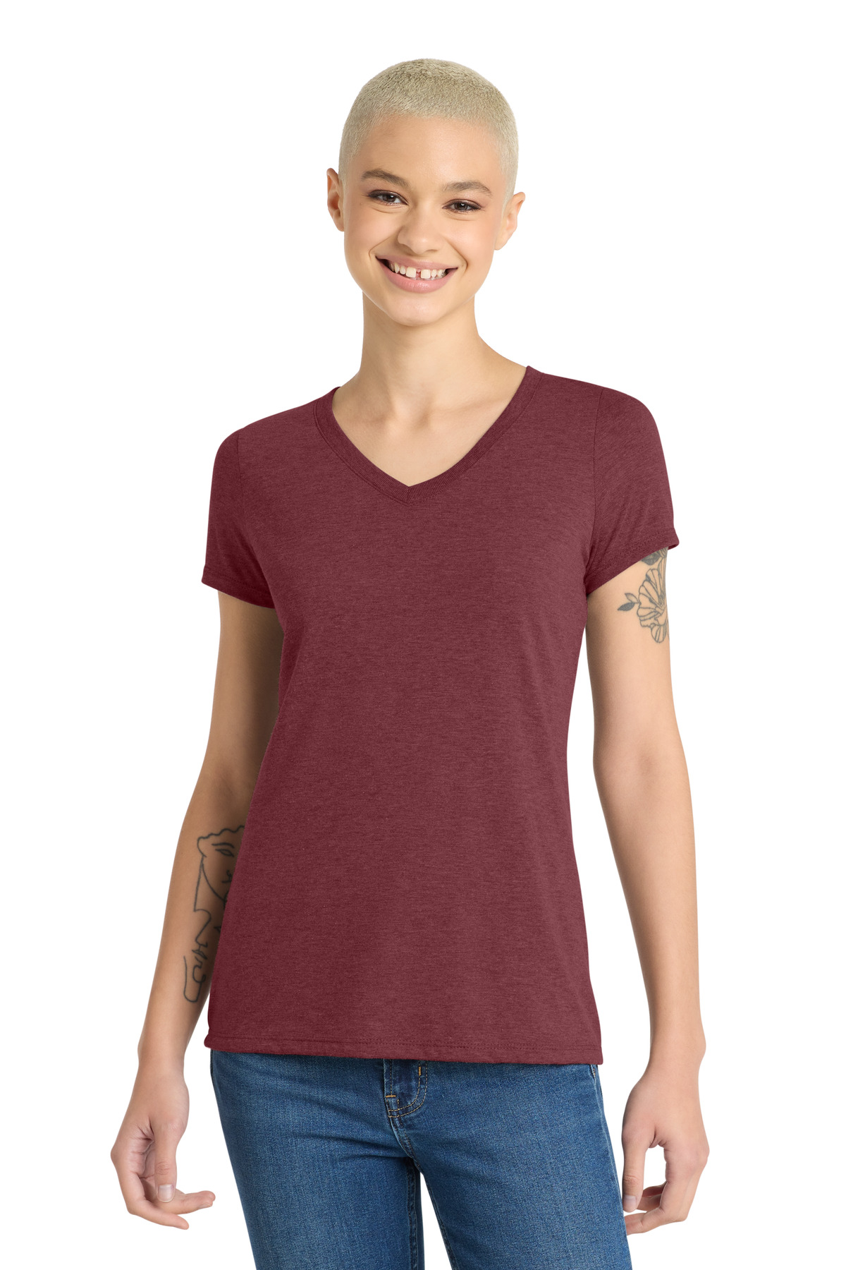 District Women's Perfect Tri V-Neck Tee. DM1350L 53