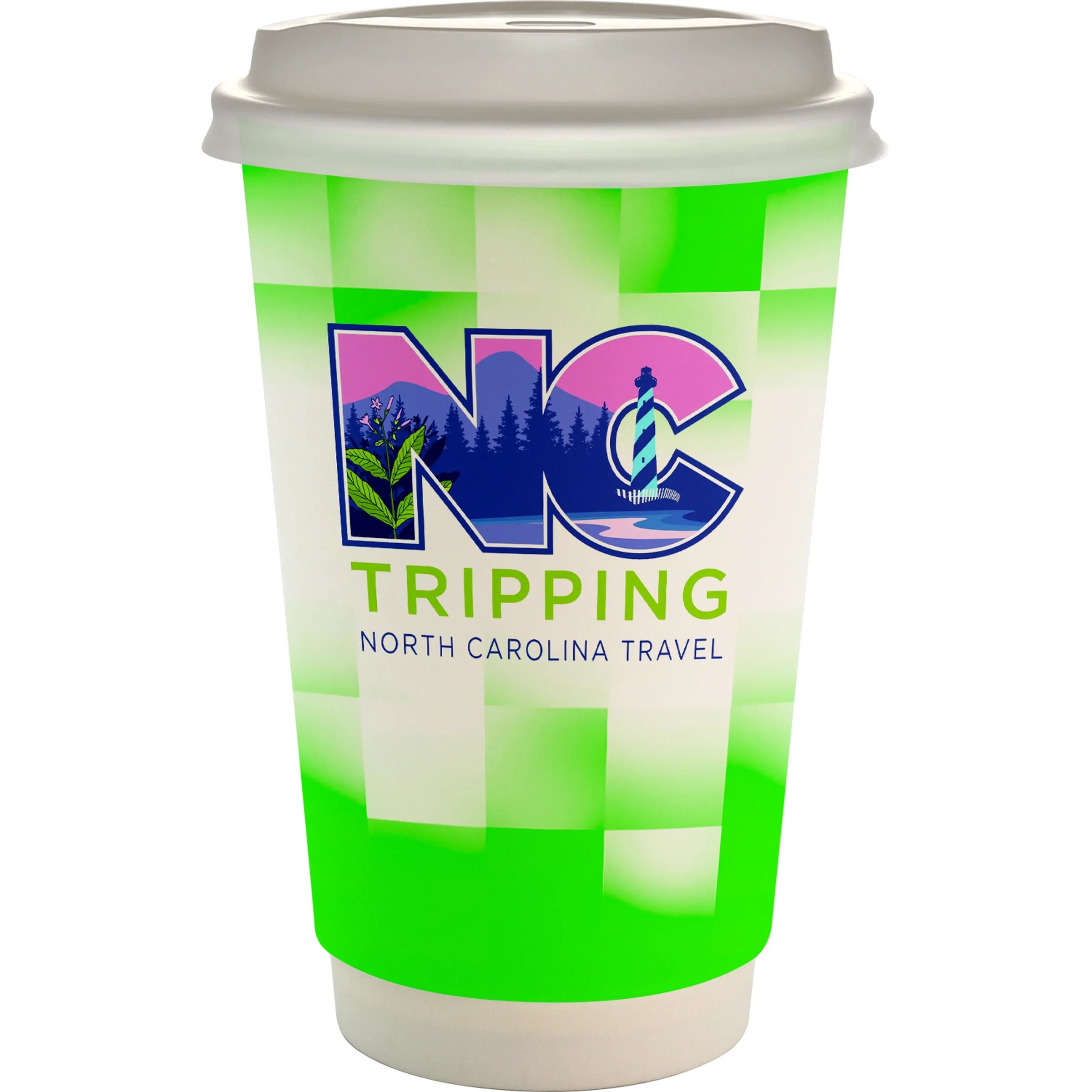 16 oz. Full Color Shaded Checkers Paper Cup With Lid 2