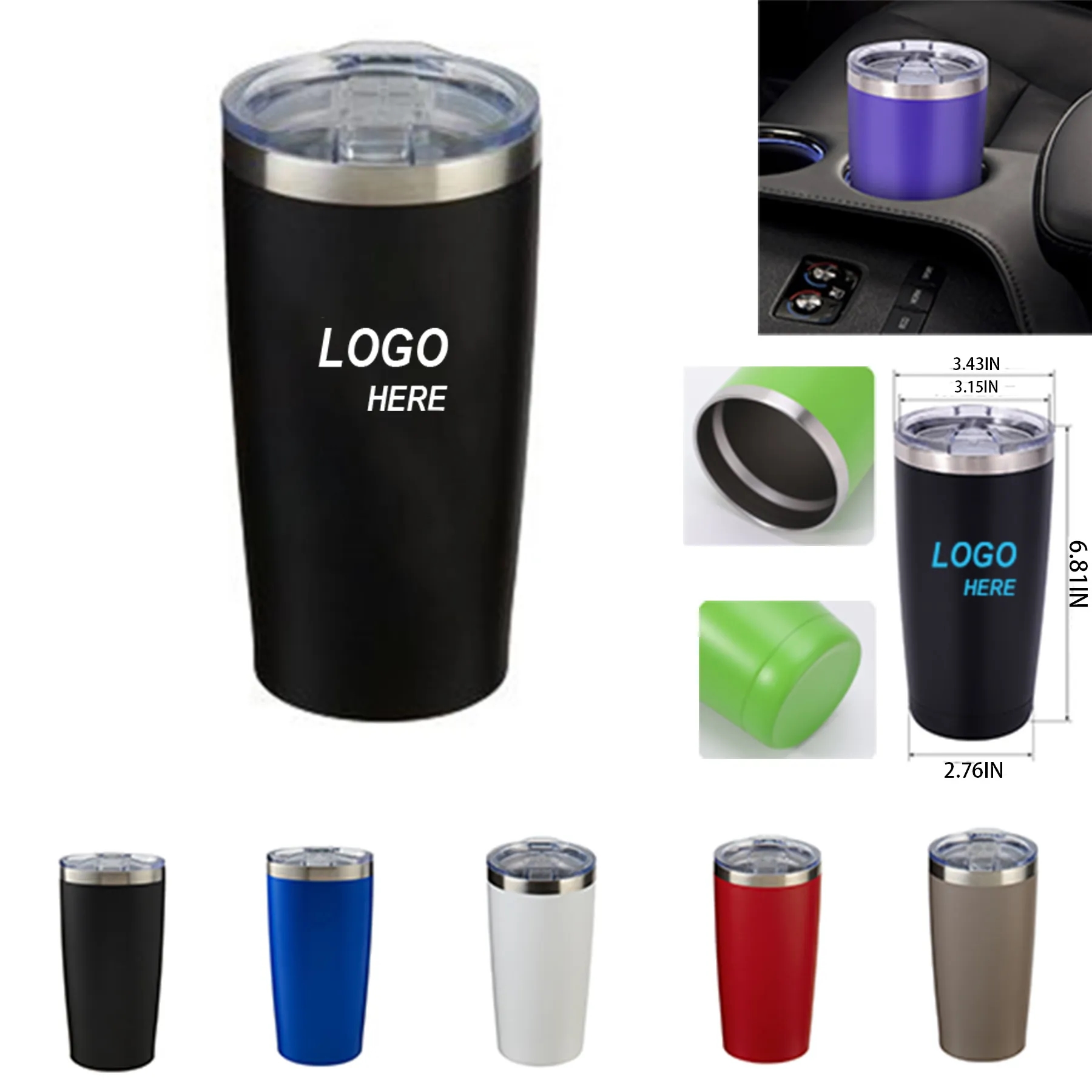 20 Oz.Travel Coffee Tumbler Insulated Mug with Lid 1