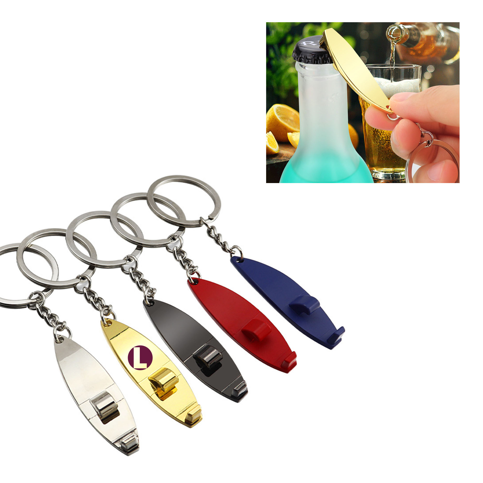 MOQ50 Bottle Opener Keychain Customizable Business Gift Logo 2