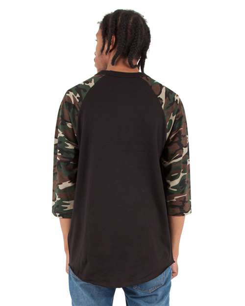 Unisex Three-Quarter Sleeve Camo Raglan T-Shirt - SHRAGCM 8