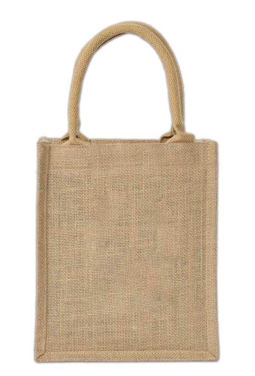 "Cabo" Small Laminated Burlap Tote Bag 9x4x11" 1